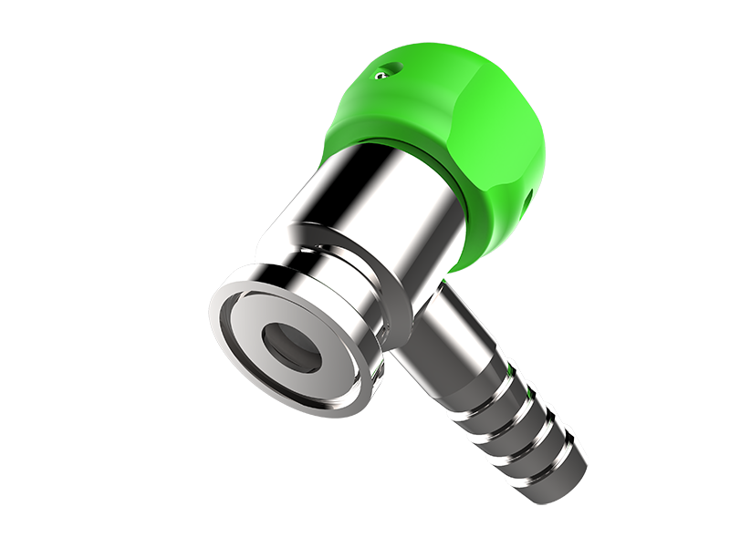 Angle sample valve green handle tilted view