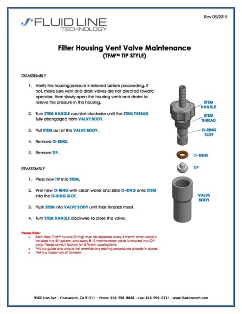 Filter Housing Vent Valve