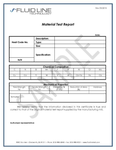 Material Test Report